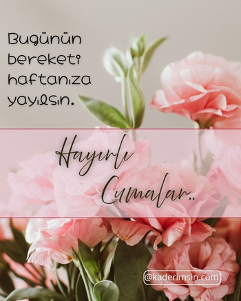 Pembe çiçek temalı resimli Cuma mesajı