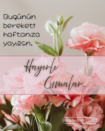 Pembe çiçek temalı resimli Cuma mesajı