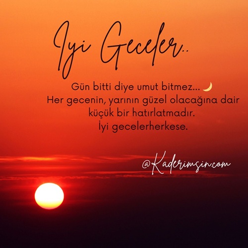Gün batımı manzaralı iyi geceler mesajı resmi