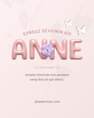 Sonsuz sevginin adı anne yazılı Anneler Günü mesaj kartı