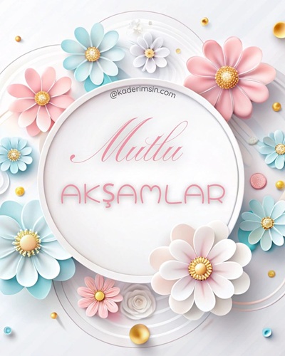 Pembe çiçekli arka planlı mutlu akşamlar kutlama görseli