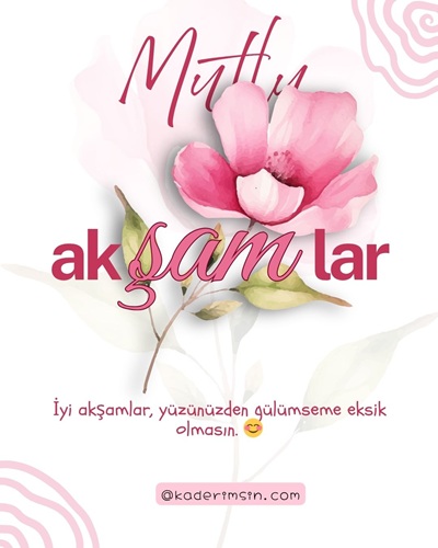 Minimal çiçek çizgili bej tonlarda mutlu akşamlar kartı