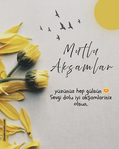 Çiçekli mutlu akşamlar resmi