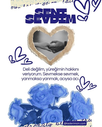 Mavi güllü anlamlı söz görseli