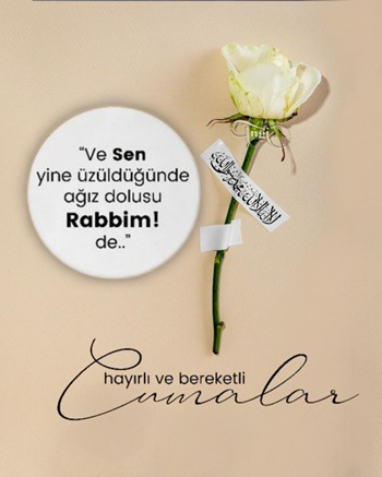 Beyaz çiçekli kısa Cuma mesajı resmi