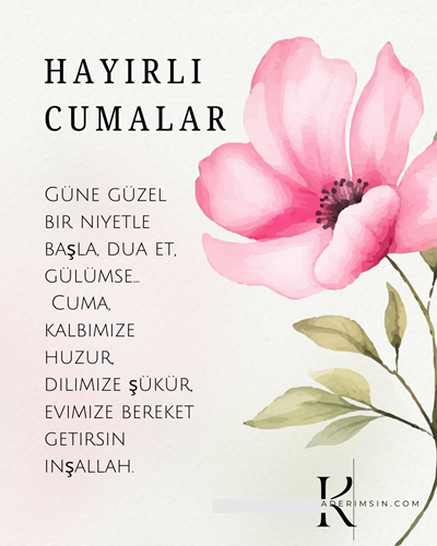 Renkli çiçek desenleriyle süslenmiş hayırlı cumalar resimli yaziları