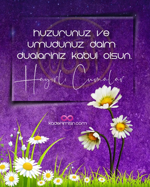 Yeşil arka plan üzerinde altın çerçeveli hayırlı cumalar tasarımı