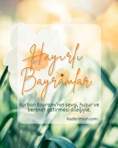 Soft renklerde hazırlanmış anlamlı Kurban Bayramı mesajı içeren kutlama görseli