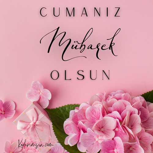Pembe tonlarda hazırlanmış neşeli “Mübarek Cumalar” yazılı görsel