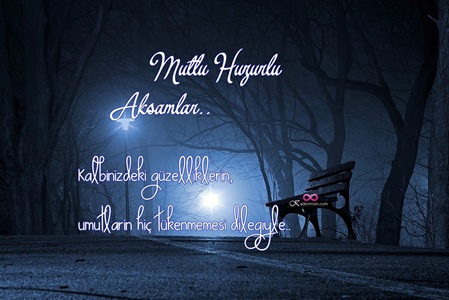 Karanlık gökyüzü fonunda huzurlu akşam mesajı